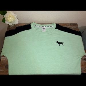 PINK VS Seafoam Green Crew Long Sleeve